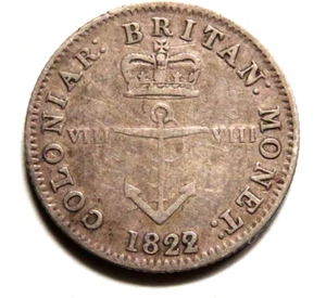 British West Indies. 1822/1 Overdate - 1/8 Dollar - Anchor Money.. Fine - Bild 1 von 2