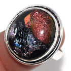 American Dichroic Glass 925 Silver Plated Ring US 8 Promise Gift for women GW