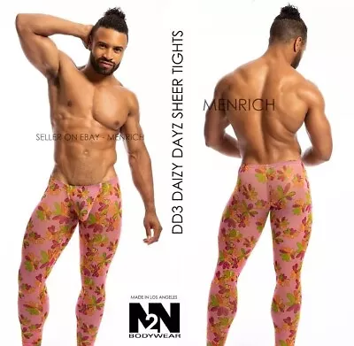 N2N BODYWEAR DAIZY DAYZ SHEER TIGHTS. PINK FLOWERS. SMALL. NWT. VERY RARE 🌈 GAY - Image 1 of 4