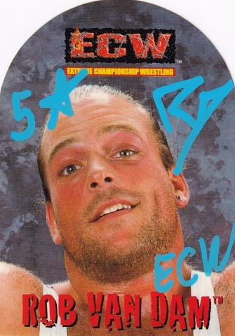 Rob Van Dam RVD Signed 2000 ECW Action Figure Sticker Trading Card #26 WWE HOF Cover
