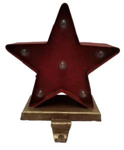 Glitzhome Appendiabiti a LED Rosso e Oro Stella in Metallo Natale ��Divertimento - Foto 1 di 5