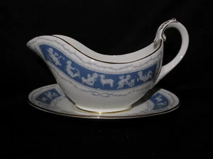 Coalport Revelry Blue Smooth Gravy Boat & Stand Vintage Bone China England - Picture 1 of 1