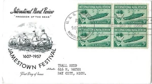 4 '57 FDCs Int. Naval Review Jamestown Festival, 100th Anniv Nat. Edu Assoc. - Picture 1 of 4