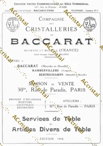 BACCARAT 1916 art de table Catalogue livre cristalleries Format PDF 100 pages - Picture 1 of 3