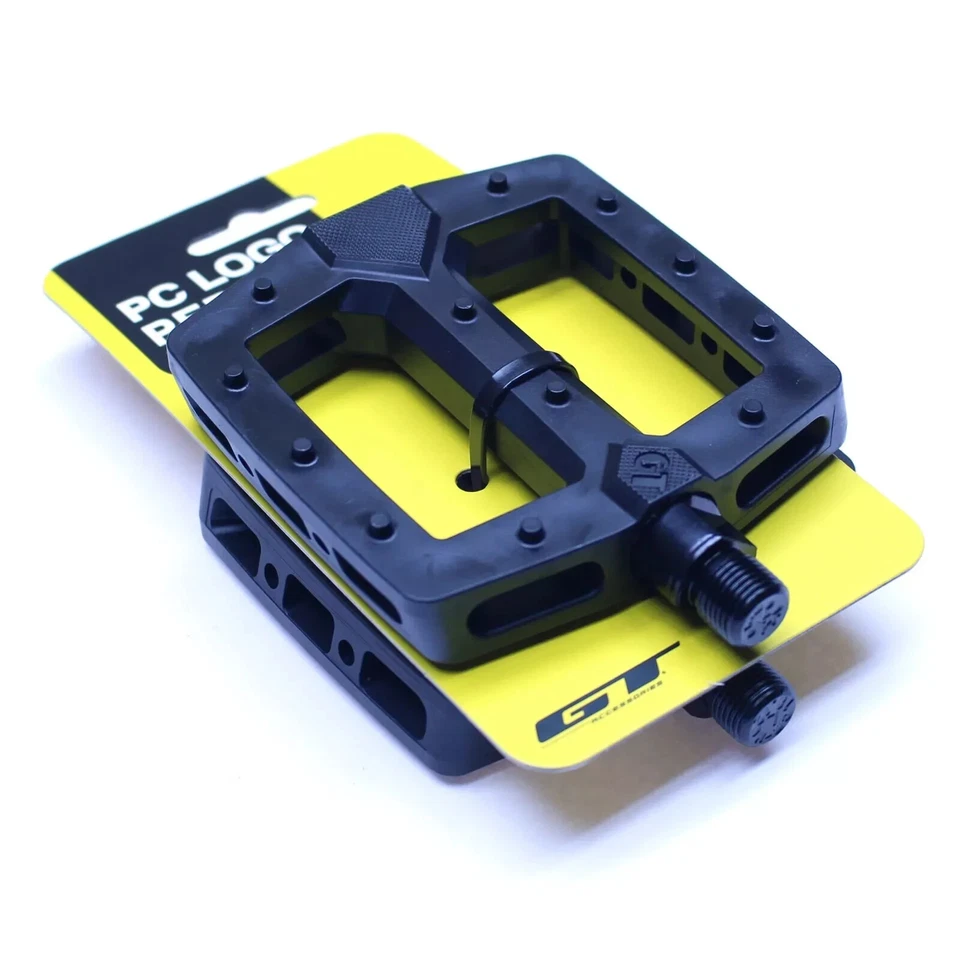New GT Logo Black BMX Platform Pedals PC Plastic 9/16 for 3-Piece Crank PAIR - Image 1 of 1