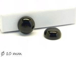 2 Stk.schwarzer Achat Edelstein Cabochons zum Einkleben in Fassungen, Ø 10 mm - Picture 1 of 1