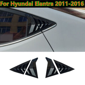 Carbon Fiber Style Side Window Louver Shutter Trim For Hyundai Elantra 2011-2016