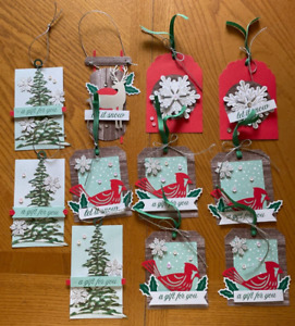 PAPER PUMPKIN STAMPIN UP 11 HAND MADE CHRISTMAS TAGS