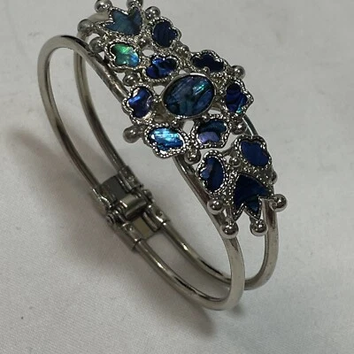 Pulsera tono plata mosaico ópalo azul sin marca Foto 1 de 4