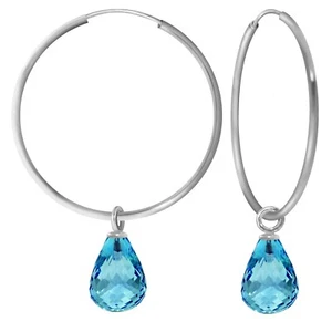 Pendientes de topacio en forma de pera azul natural con aro de oro blanco 14 K de 4,50 quilates - Imagen 1 de 4