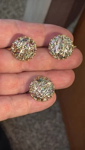 Mid-Century Modern Sarah Coventry Lucite Confetti Mardi Gras Earrings Clip/Ring - Picture 1 of 10