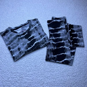 Nicole Miller Black White Tie Dye Set Crop Top Leggings Small - Picture 1 of 15