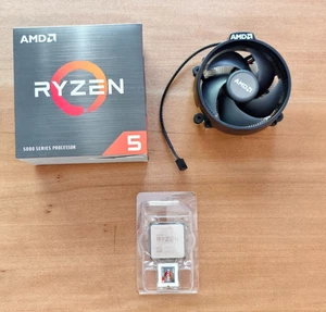 Processeur de bureau AMD Ryzen 5 5600X (4,6 GHz, 6 cœurs, socket AM4) en boîte avec refroidisseur - Photo 1/6