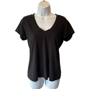 Camiseta Estándar James Perse Talla 2 Mediana Negra Cuello en V Manga Corta 100% Algodón - Imagen 1 de 7