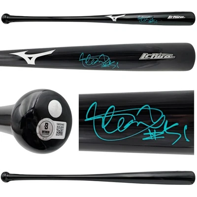 ¡OFERTA! Ichiro Suzuki Auto Firmado Negro Mizuno Player Modelo Bat Mariners 51 IS Foto 1 de 4