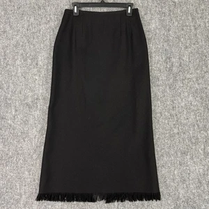 Harve Benard Skirt 8 Wool Fringe Midi Office  Minimalist Parisian Quiet Luxury - Picture 1 of 10