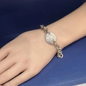 Tiffany & Co Sterling Silver Please Return To 7” Bracelet 27.2 Grams Box Inc - Picture 1 of 6