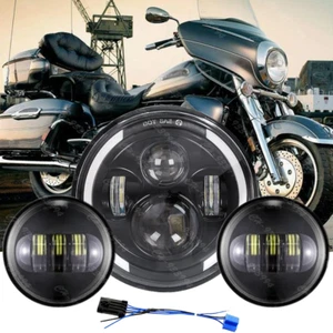 7" Inch LED Headlight +4.5" Passing Lights For Yamaha Royal Star Venture XVZ1300 - Picture 1 of 12