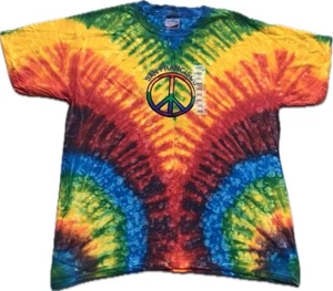 San Francisco CA Embroidered Peace logo Tie Dye Youth L T-shirt Hippie BoHo New - Picture 1 of 3