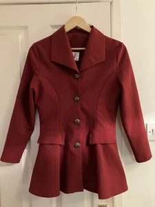 Women's Vintage Retro 80s 90s Tammy Burgundy Red Peplum Jacket Blazer, 3, Fit 8 - Picture 1 of 10