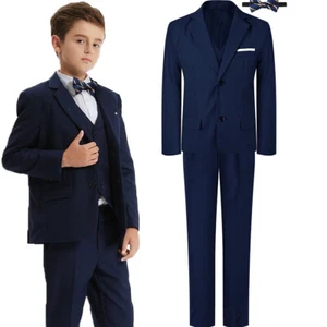 Boys Suits for Wedding Kids Easter Outfit Set School Formal Birthday Party 4PCS - Picture 1 of 8