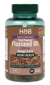 Holland & Barrett Vegan Hoch Stärke Leinsamen Triple Omega 3-6-9 Öl 60 Kapsel - Bild 1 von 3