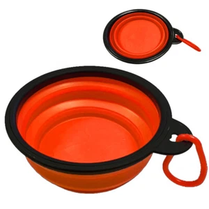 COLLAPSIBLE PET BOWL FOOD WATER silicon travel camping folding caravan motorhome - Picture 1 of 3