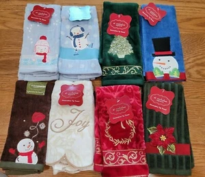 St. Nicholas Square Christmas Holiday Embroidered Finger Tip Towel Your Choice - Picture 1 of 17
