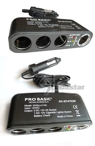 Cargador para coche de Mechero triple con tester - Imagen 1 de 1