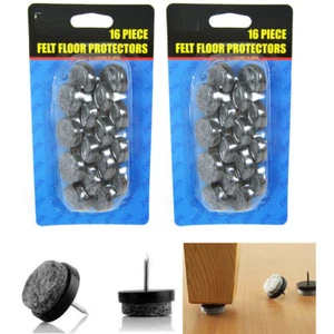 Set of 32 Furniture Table Chair Leg Floor Felt Pads Skid Glide Slide Nail Protec - Picture 1 of 1