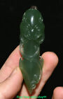 3"China Natural Green Xiu Jade Dragon Beast Pixiu Sword Faqi Amulet Pendant