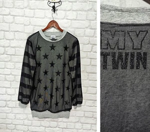My Twin TWINSET Glitter Stars Print Tulle Blouse Sweatshirt Size M - Picture 1 of 7