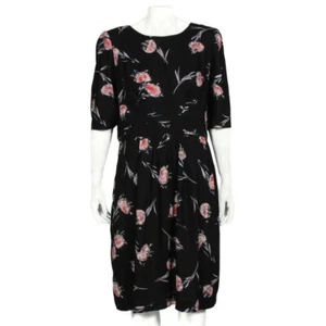 EMILY AND FIN Black Floral Viscose Cottagecore Dress size XL /175 - Picture 1 of 7