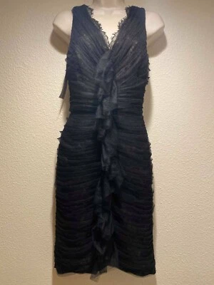 Vestido para mujer Melinda - Eng negro cuello en V encaje chantily talla 12 $395 nuevo con etiquetas #63 Foto 1 de 4