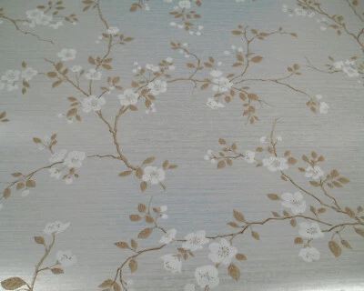 1 Rollo Borden Wall-Tex Plata Brillante Floral Papel Pintado Patrón Retro MM528 Foto 1 de 4