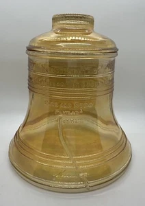 Bote de galletas Bartlett Collins Liberty Bell 1976 vintage ámbar vidrio de carnaval - Imagen 1 de 17