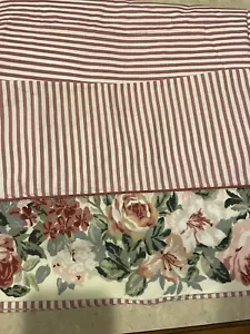 Vintage Croscill Sheet Rose Arbor Floral Stripe Pink Green King Sz Flat Sheet - Picture 1 of 2