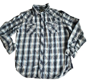 Camisa Helix Hombres Azul A Cuadros Western Calce Atlético Abotonada Manga Larga XL - Imagen 1 de 10
