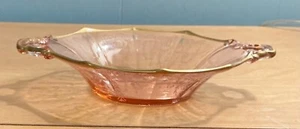 Cambridge vintage? Ciotola in vetro decagonale a 2 manici con bordo oro rosa e incisione - Foto 1 di 2