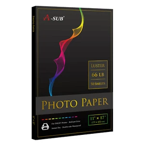 A-SUB Pro Luster Photo Paper 11X17 for Inkjet Printer 250g Semi Gloss 50 PK 66lb