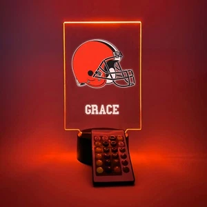 Personalized LED 16 Colors Light Up Stand Cleveland Browns Football w/Remote - Picture 1 of 7