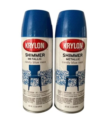 Pintura en aerosol Krylon Shimmer metálica azul caramelo Razz paquete de 2 11,5 OZ nueva Foto 1 de 2
