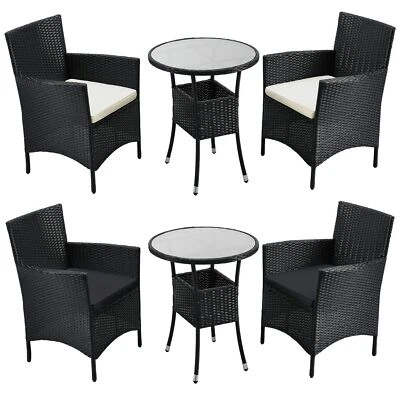 Gartenmöbel Balkonmöbel Balkonset Loungemöbel Rattan 3 teilig Set klein Juskys® - Bild 1 von 4
