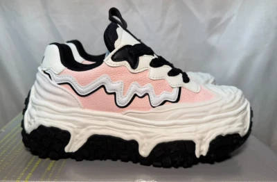 Koi Chunky Sneaker UK 3 / 36 Mädchen Lagenlook Kuchen vegan rosa weiß Schnürung Plateau