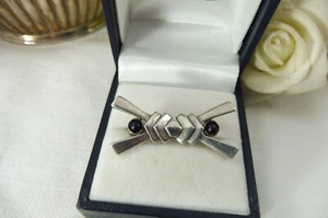 Vintage Art Deco Style Sterling Silver 925 Lapis Lazuli Bar Brooch - Picture 1 of 8