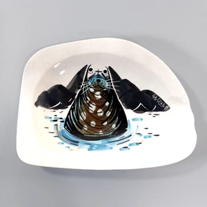 Ceramic Ashtray Sascha Brastoff Alaska Series Sea Lion Seal Glazed Nautical Art - Picture 1 of 8