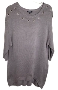 NWT Elementz Womens Grey High/Low Chunky Knit Scoop Neck Tunic Sweater Size 2X - Picture 1 of 9