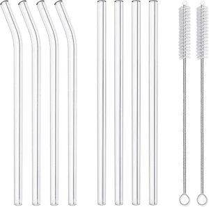 10-Piece Reusable Glass Drinking Straws - 10" X 10 Mm - Smoothie Straws for Milk - Picture 1 of 12