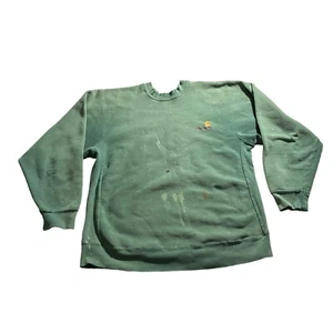 Vintage 80er Jahre Carhartt Sweatshirt Herren groß grün Rundhalsausschnitt Distressed verblasst getragen - Bild 1 von 8