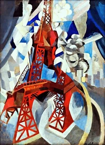 Reproducción de pintura roja de la Torre Eiffel de Robert Delaunay - Imagen 1 de 3